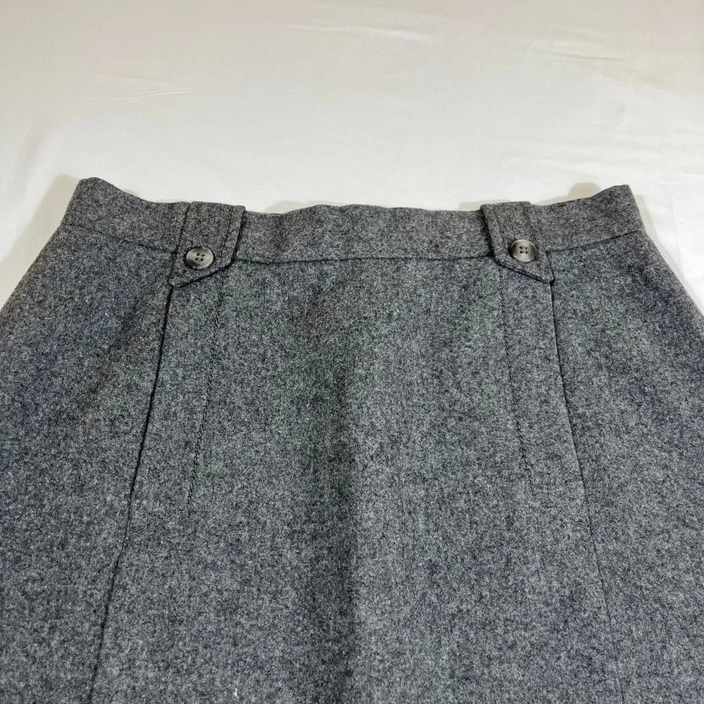 St Michael Vintage Wool A-Line Skirt 18 Grey Midi‎ Dark Academia Mod Minimalist